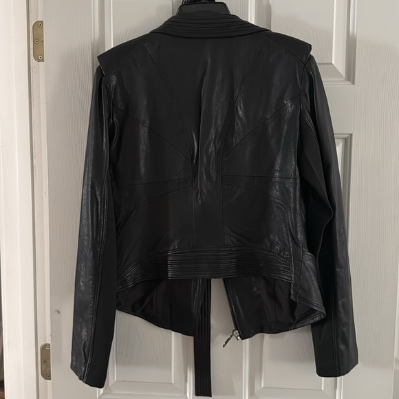 BCBGMaxAzria. Black leather moto jacket. Size L. - Picture 2 of 2